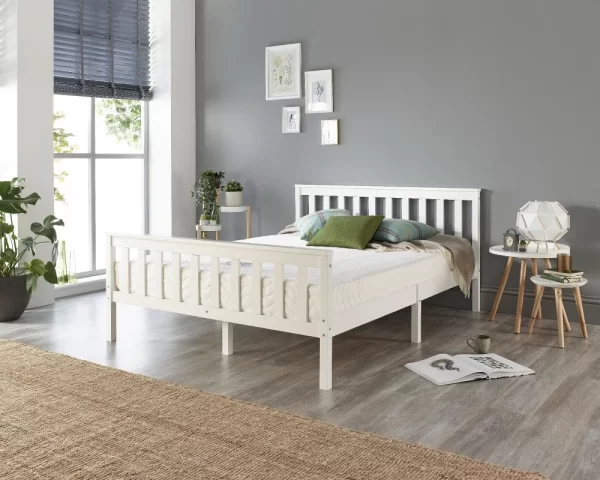 Solid Wood White Bed Frame - Single to Super King Sizes