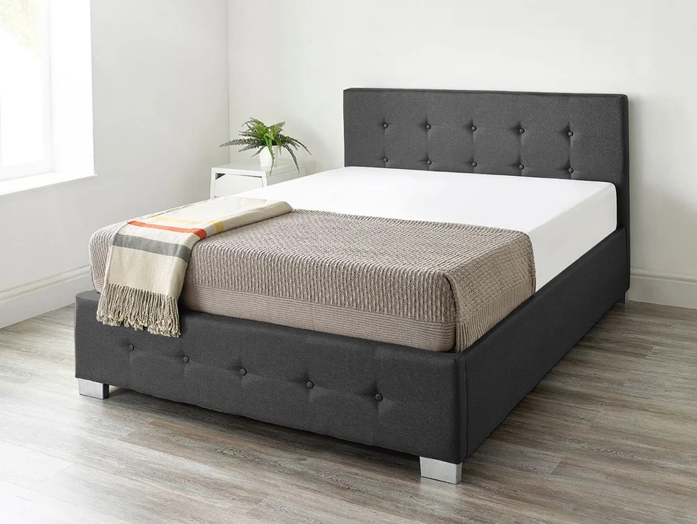 Storage Ottoman Bed Available in Grey, Black or Natural Linen Fabrics