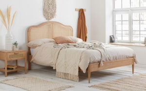 Birlea Leonie Wooden Rattan Bed Frame, Double, Oak