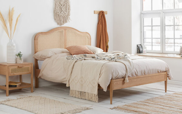 Birlea Leonie Wooden Rattan Bed Frame, Superking, Oak