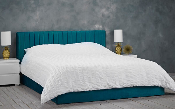 LPD Berlin Velvet Ottoman Bed Frame, King Size, Teal