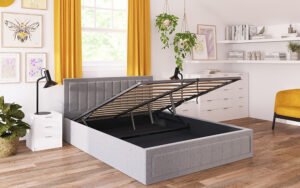 Novo Lottie Fabric Ottoman Bed Frame, Single, Grey